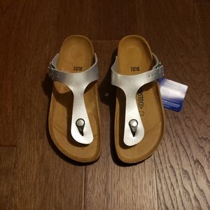Birkenstock 8 9 39 gizeh silver sandals leather
